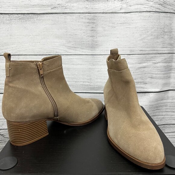 Gap Tan Suede Ankle Boots With Block Heel & Side Zipper, Size 9 - Picture 6 of 6